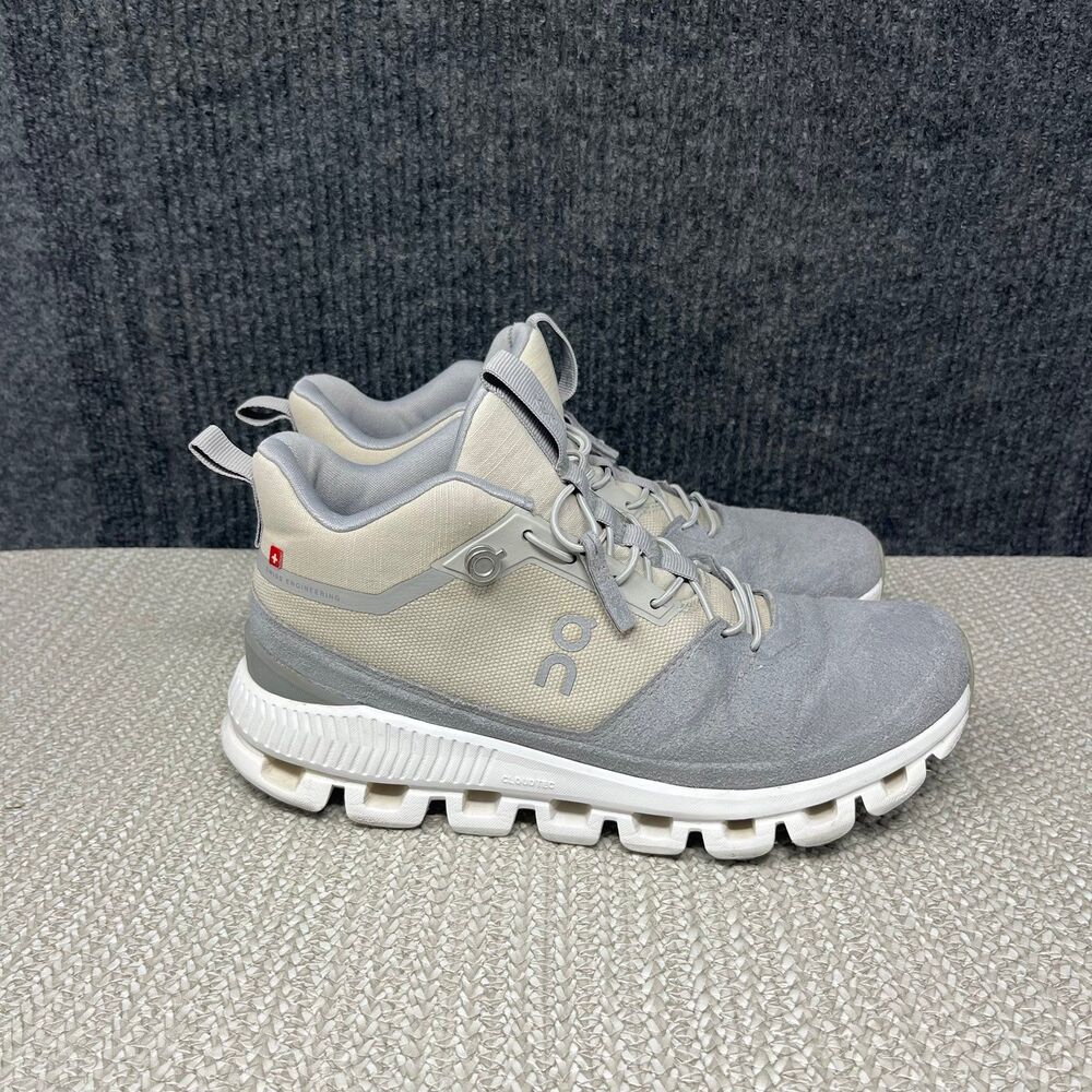 On Cloud Hi Glacier Grey White Athletic Running Shoes High Top Women’s 8 US